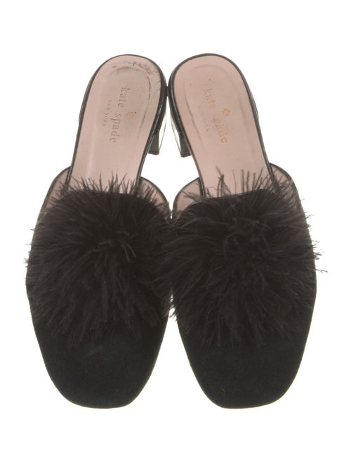 Kate Spade New York Suede Feather Trim Mules