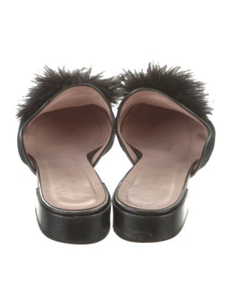 Kate Spade New York Suede Feather Trim Mules