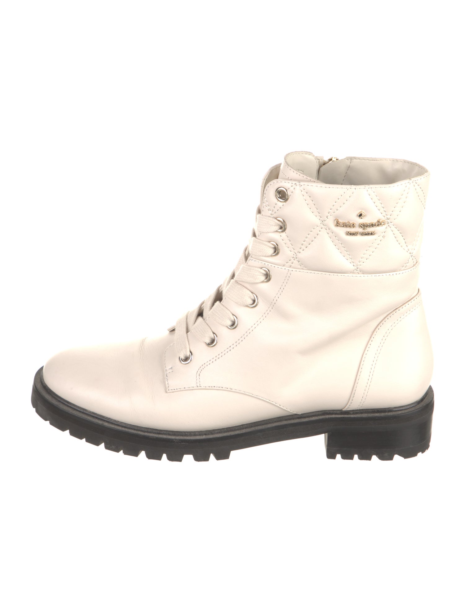 Kate Spade New York Leather Colorblock Pattern Combat Boots