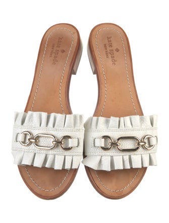Kate Spade New York Leather Chain-Link Accents Slides