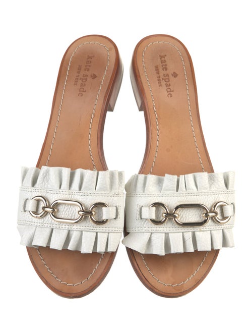 Kate Spade New York Leather Chain-Link Accents Slides
