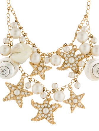 Kate Spade New York Faux Pearl & Shell Star Collar Necklace