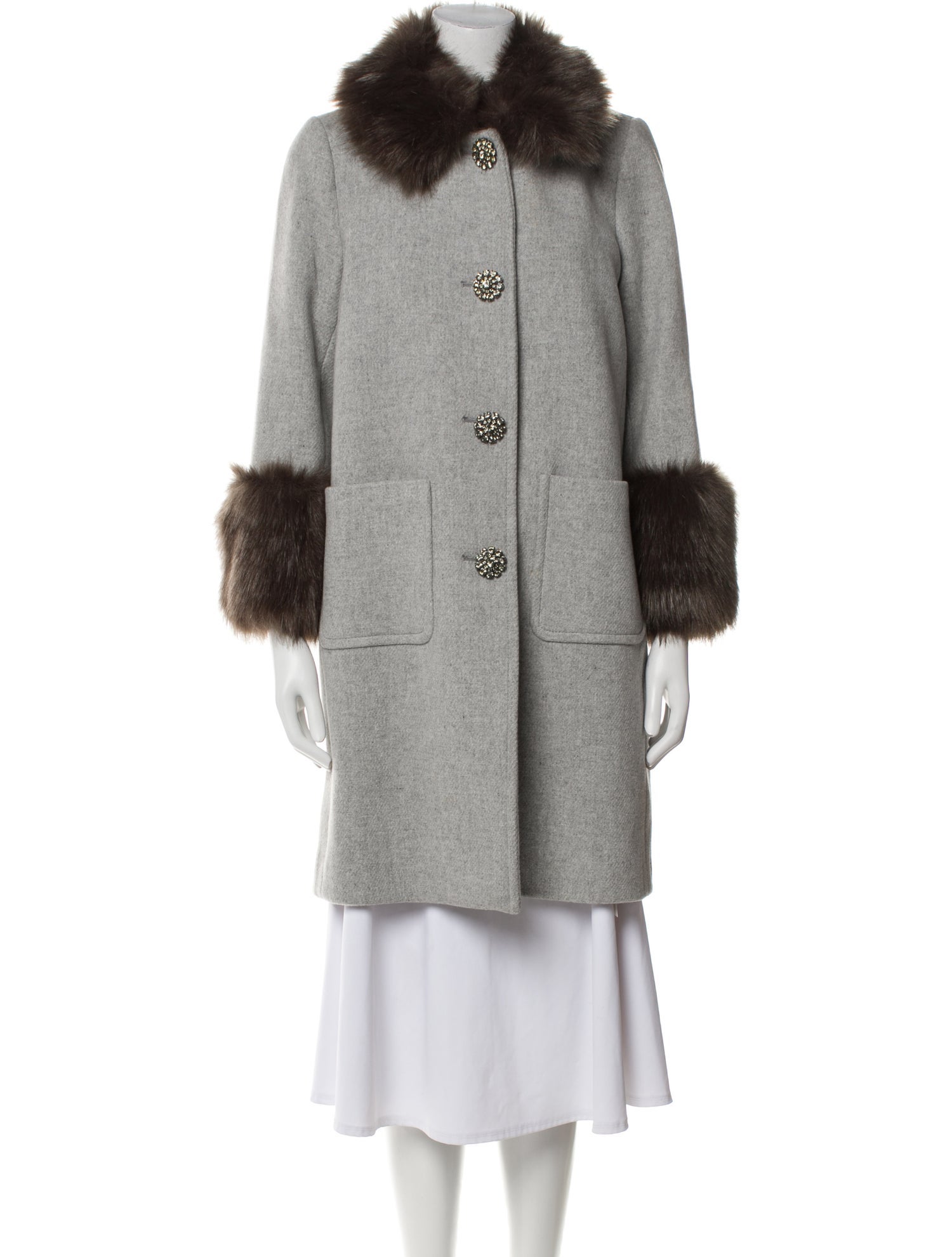 Kate Spade New York Wool Faux Fur Coat