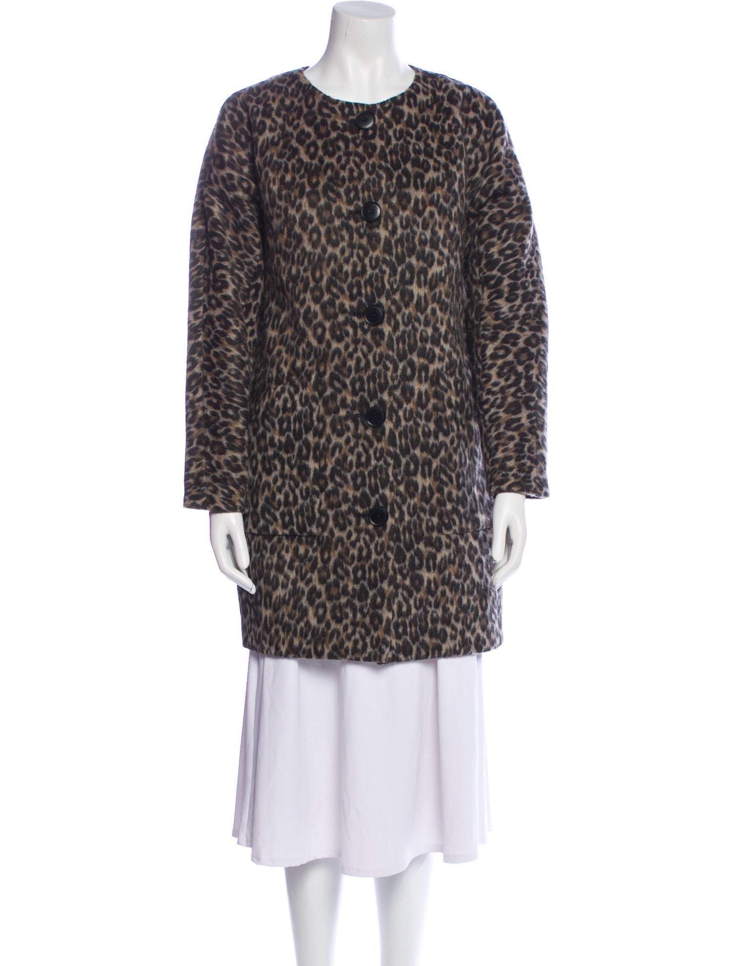 Kate Spade New York Wool Animal Print Faux Fur Coat