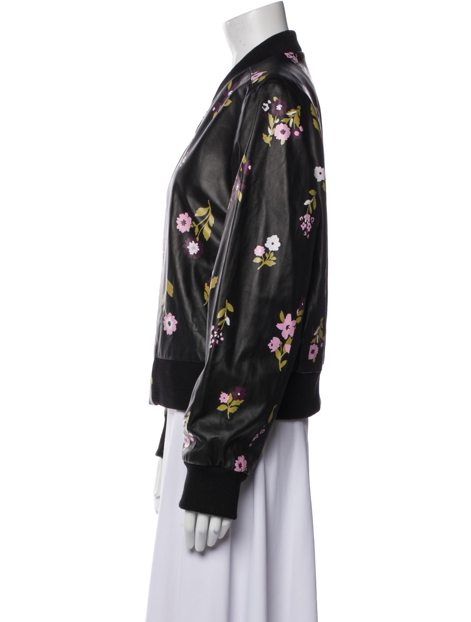 Kate Spade New York Lamb Leather Floral Print Bomber Jacket