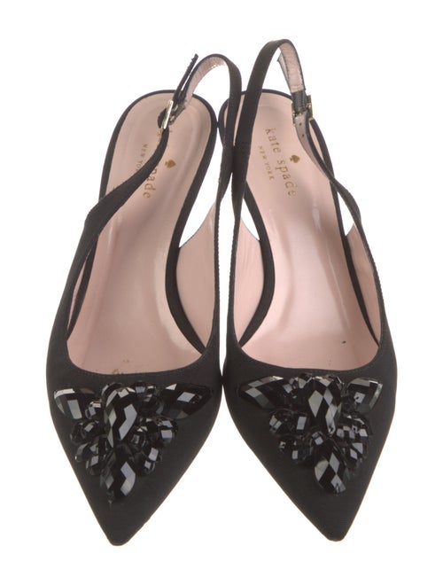 Kate Spade New York Suede Crystal Embellishments Slingback Pumps