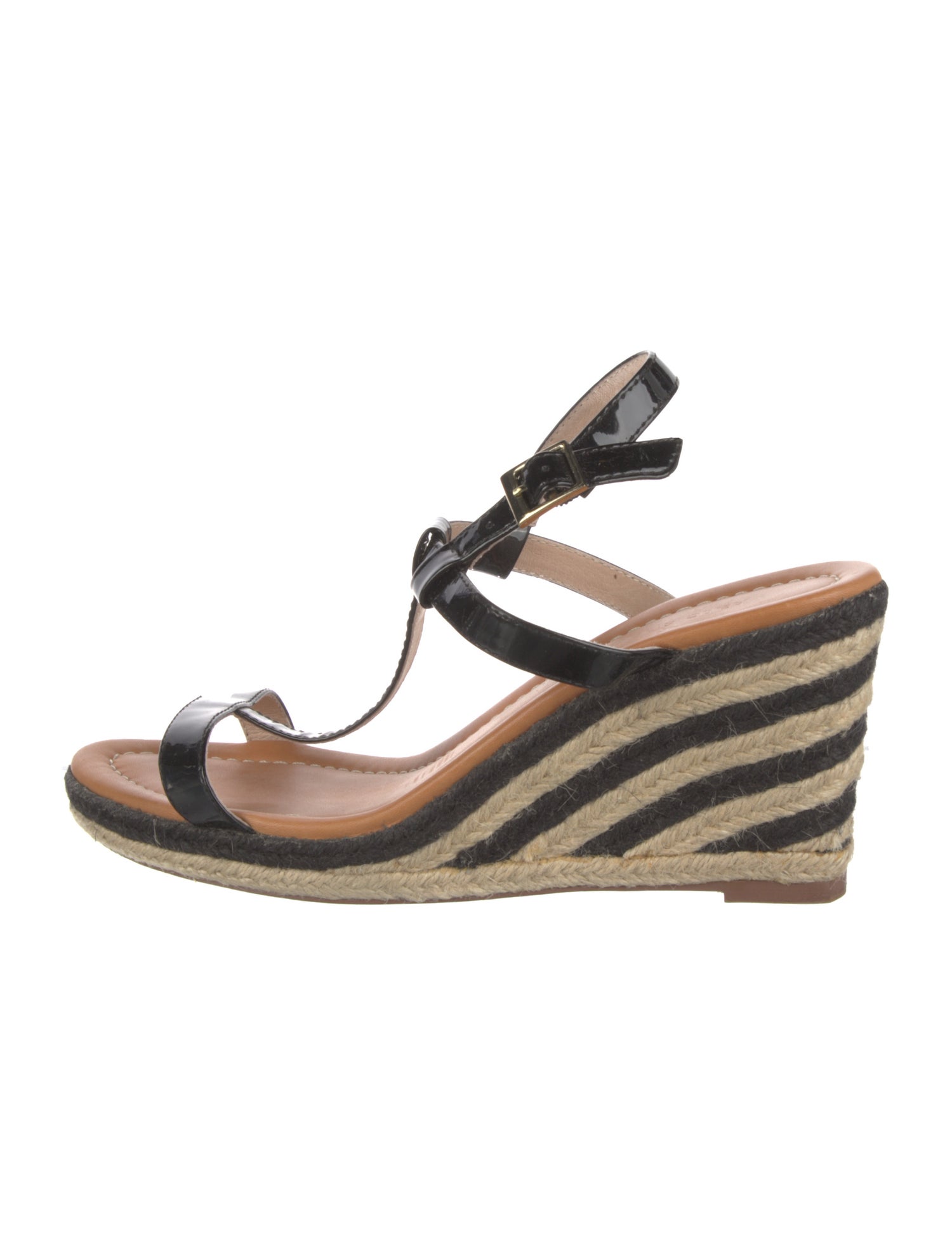 Kate Spade New York Patent Leather Printed T-Strap Sandals