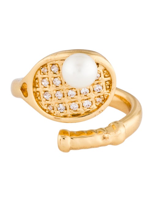 Kate Spade New York Faux Pearl Queen Of The Court Tennis Cocktail Ring