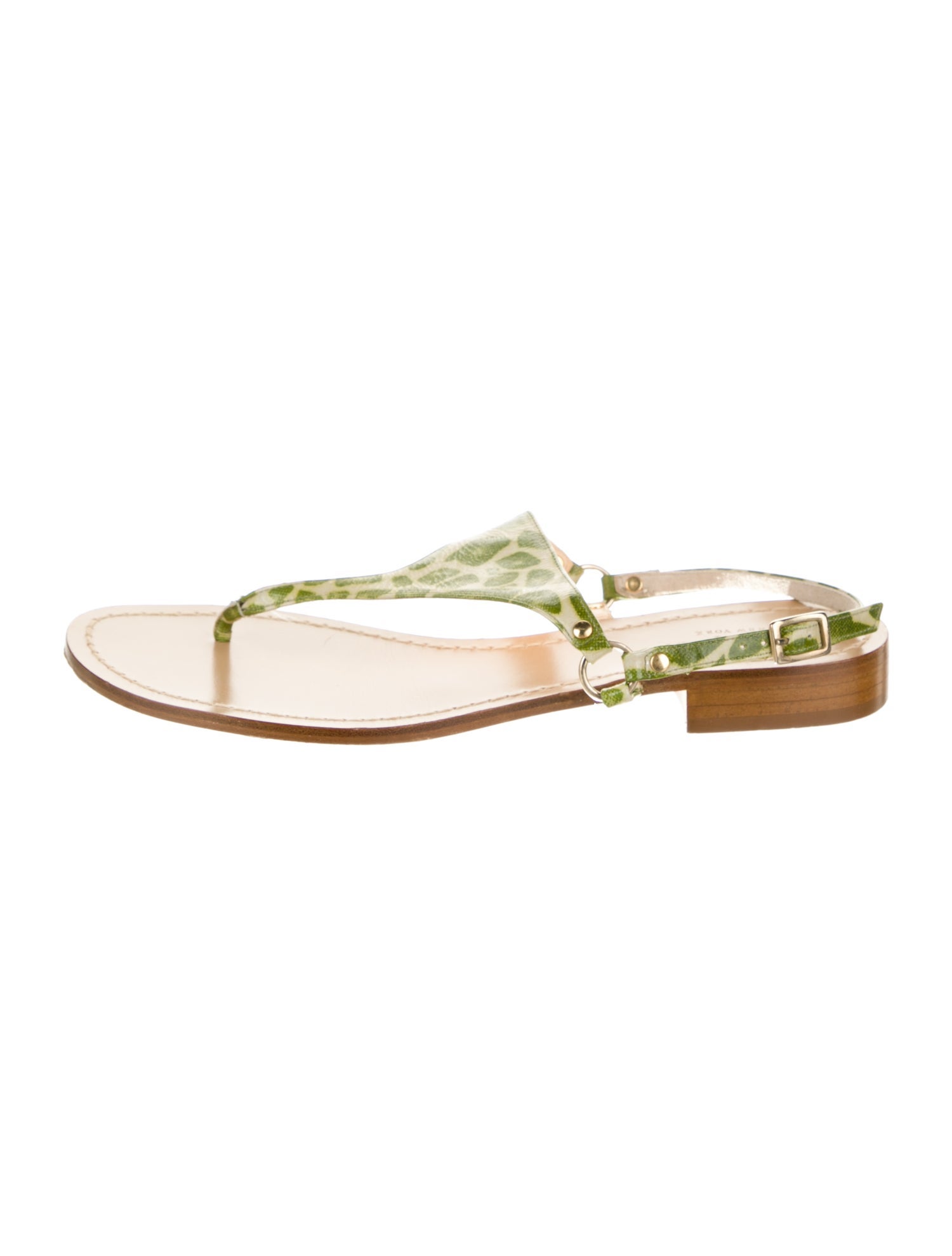 Kate Spade New York Leather Printed T-Strap Sandals