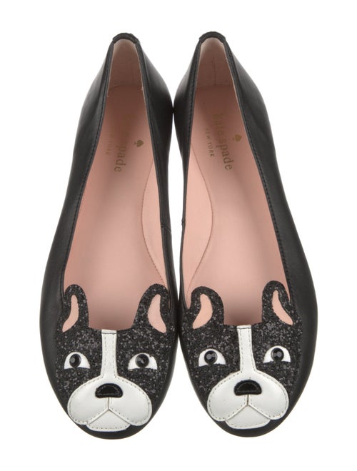 Kate Spade New York Leather Glitter Accents Ballet Flats