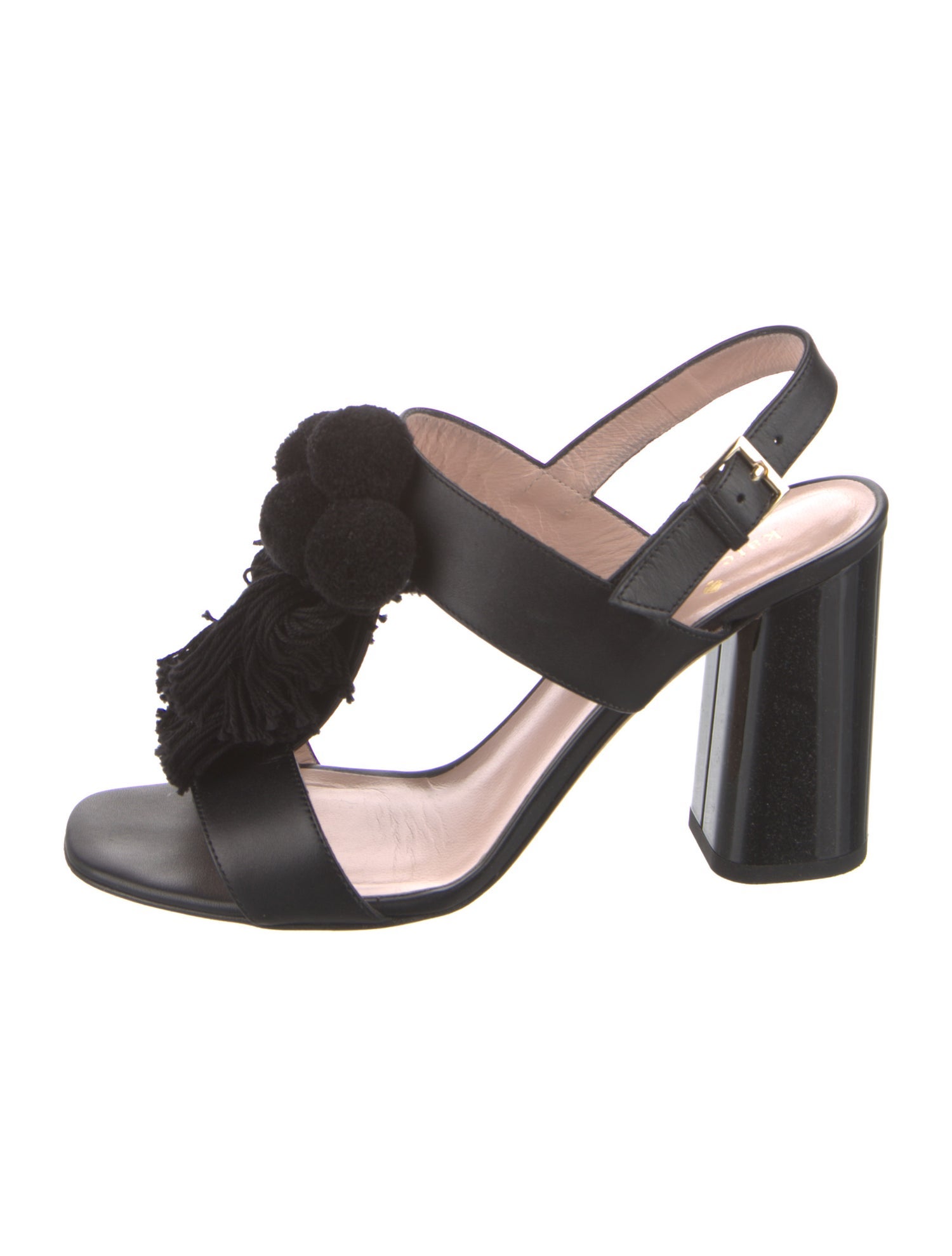 Kate Spade New York Leather Tassel Accents Slingback Sandals