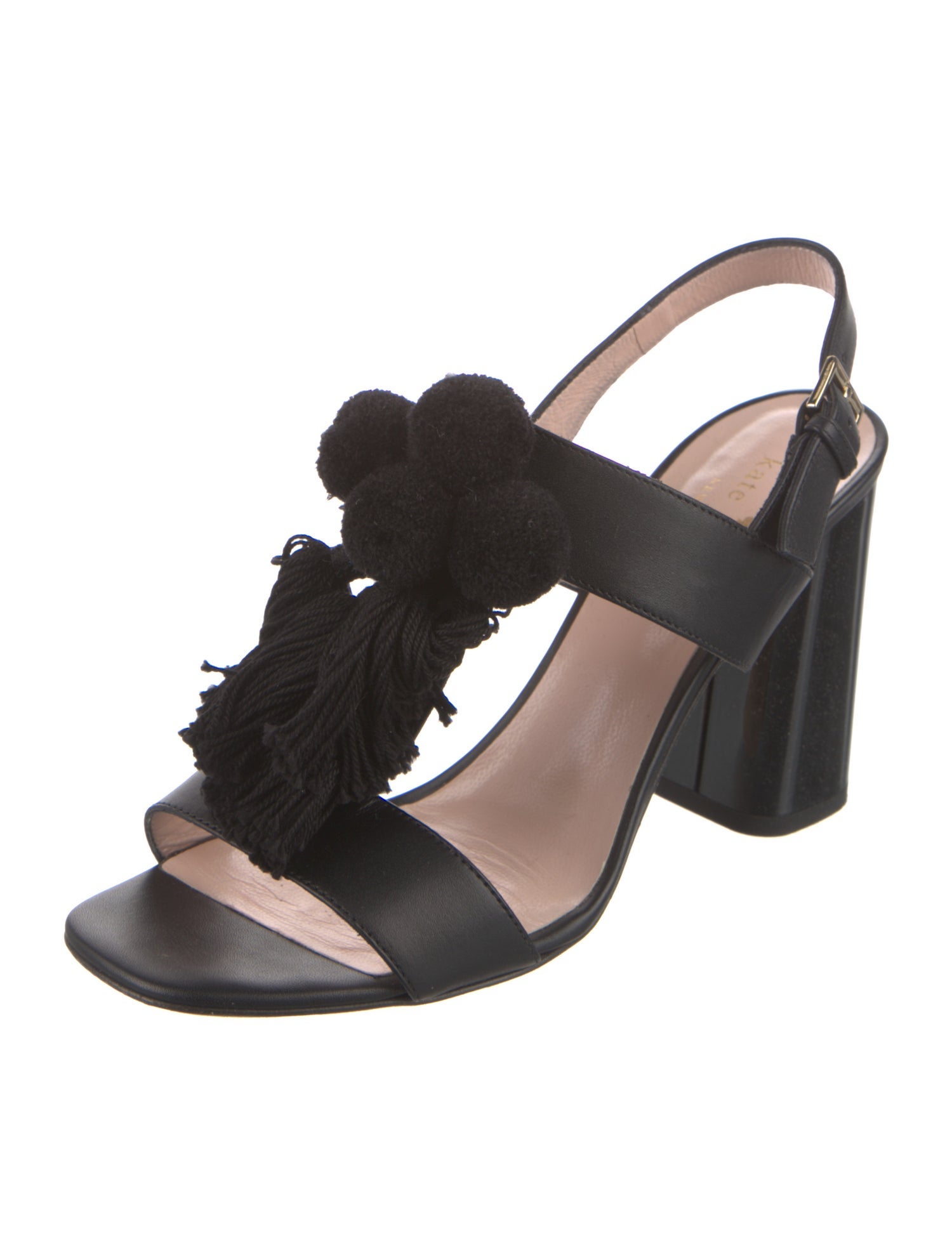 Kate Spade New York Leather Tassel Accents Slingback Sandals
