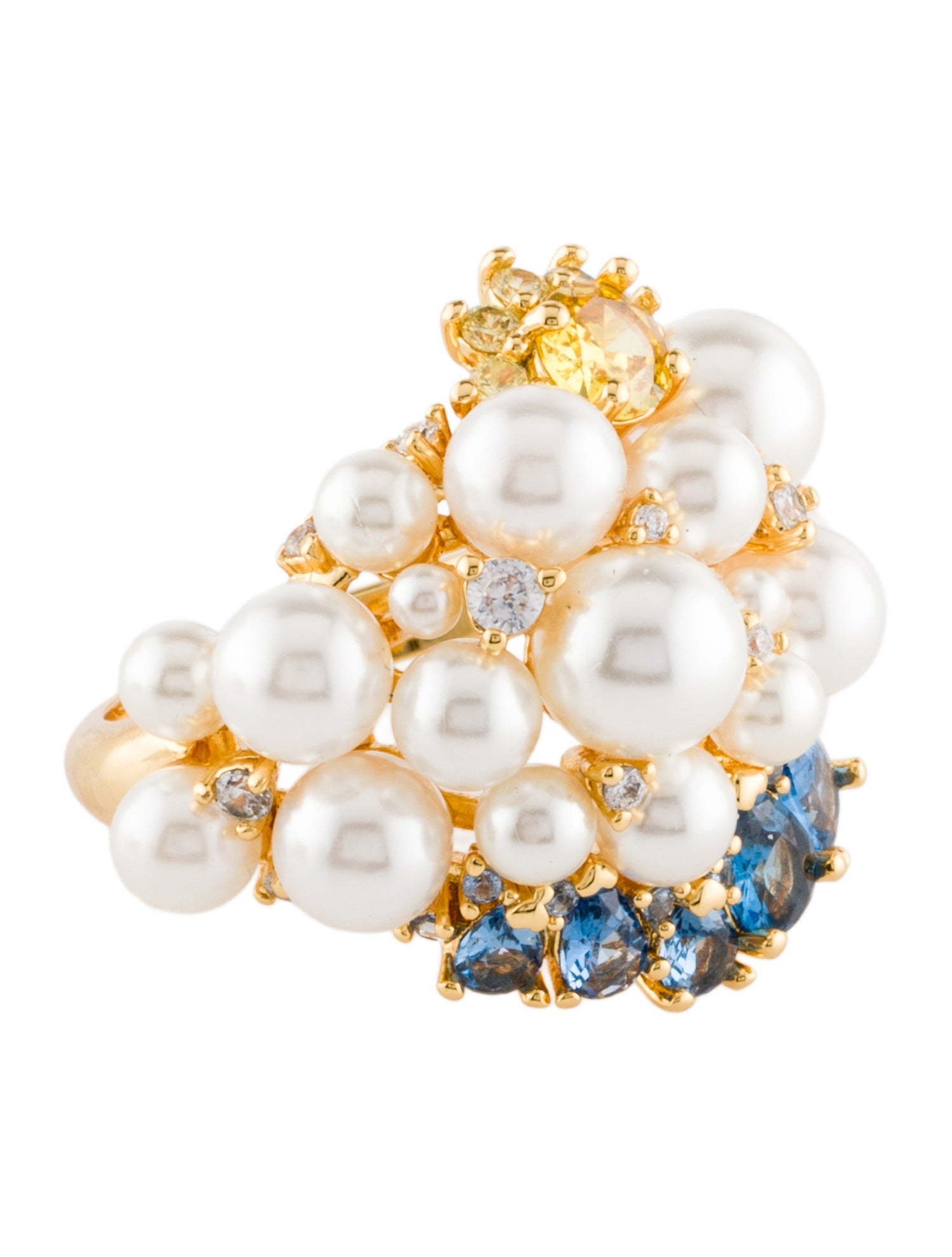 Kate Spade New York Faux Pearl & Crystal Rain Or Shine Cocktail Ring