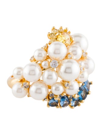 Kate Spade New York Faux Pearl & Crystal Rain Or Shine Cocktail Ring