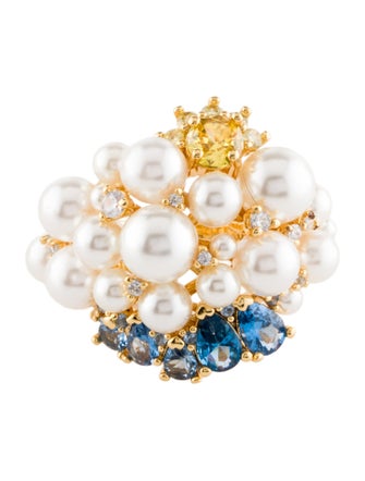 Kate Spade New York Faux Pearl & Crystal Rain Or Shine Cocktail Ring