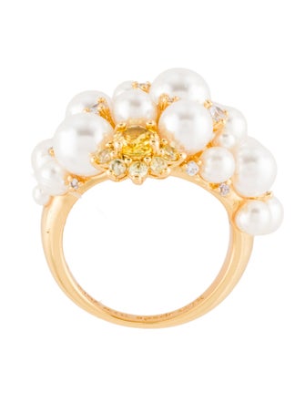 Kate Spade New York Faux Pearl & Crystal Rain Or Shine Cocktail Ring