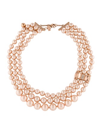 Kate Spade New York Faux Pearl & Crystal Multistrand Bow Necklace