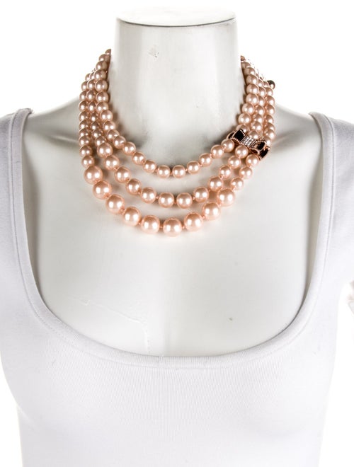 Kate Spade New York Faux Pearl & Crystal Multistrand Bow Necklace