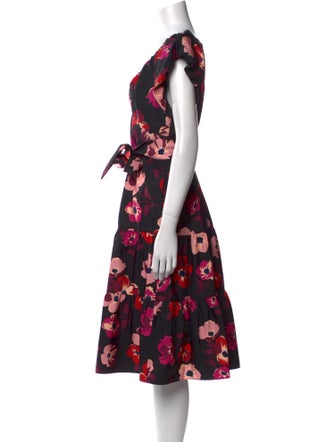 Kate Spade New York Floral Print Midi Length Dress