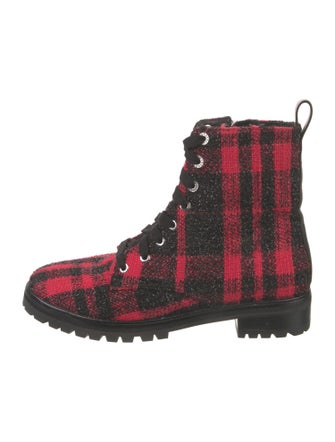 Kate Spade New York Tweed Plaid Print Combat Boots