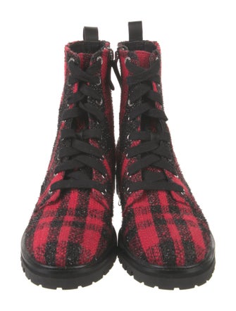 Kate Spade New York Tweed Plaid Print Combat Boots