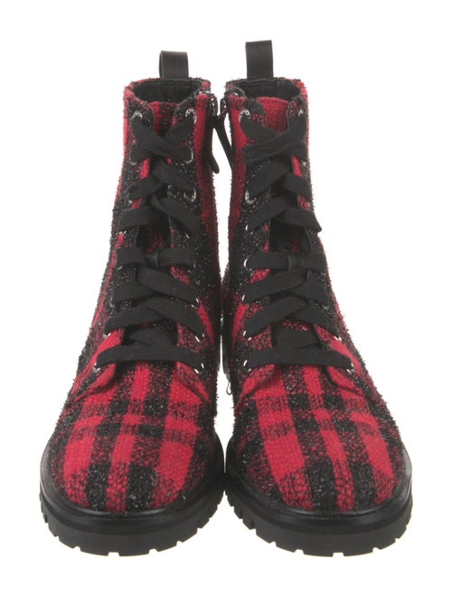Kate Spade New York Tweed Plaid Print Combat Boots