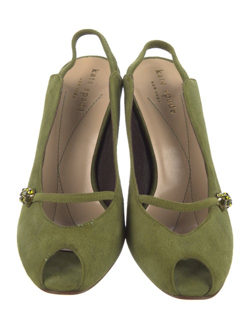 Kate Spade New York Suede Crystal Embellishments Slingback Pumps