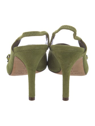 Kate Spade New York Suede Crystal Embellishments Slingback Pumps