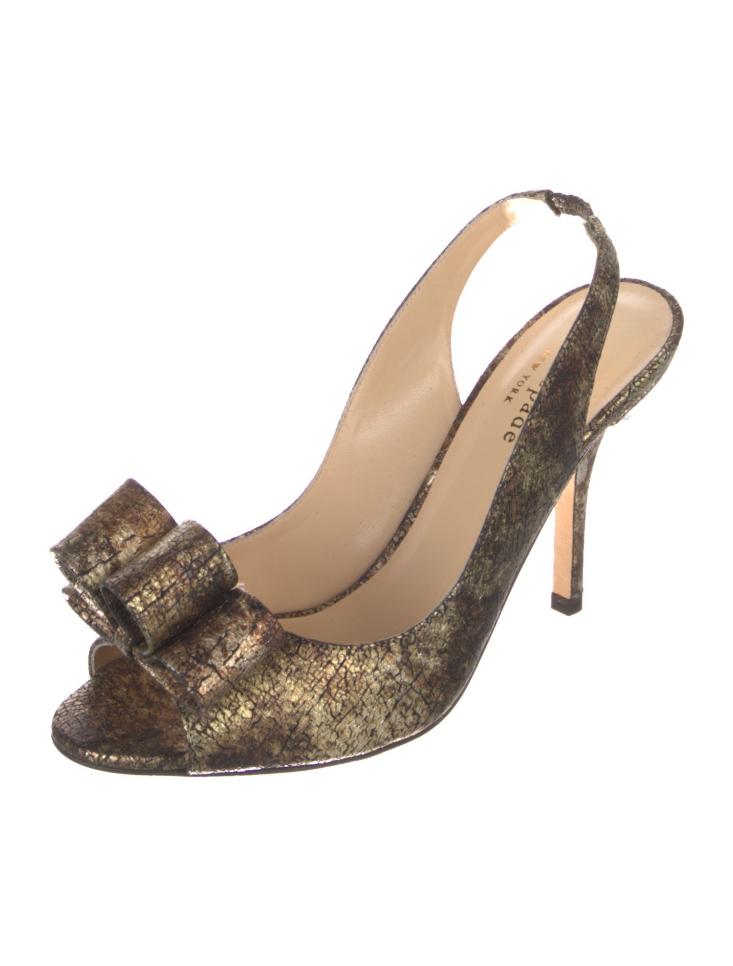 Kate Spade New York Leather Glitter Accents Slingback Sandals