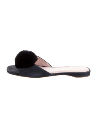 Kate Spade New York Suede Pom-Pom Embellishments Slides