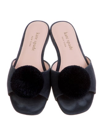 Kate Spade New York Suede Pom-Pom Embellishments Slides