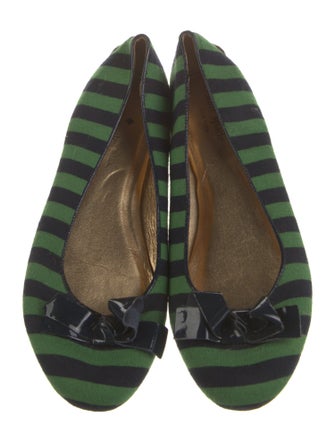 Kate Spade New York Striped Bow Accents Ballet Flats