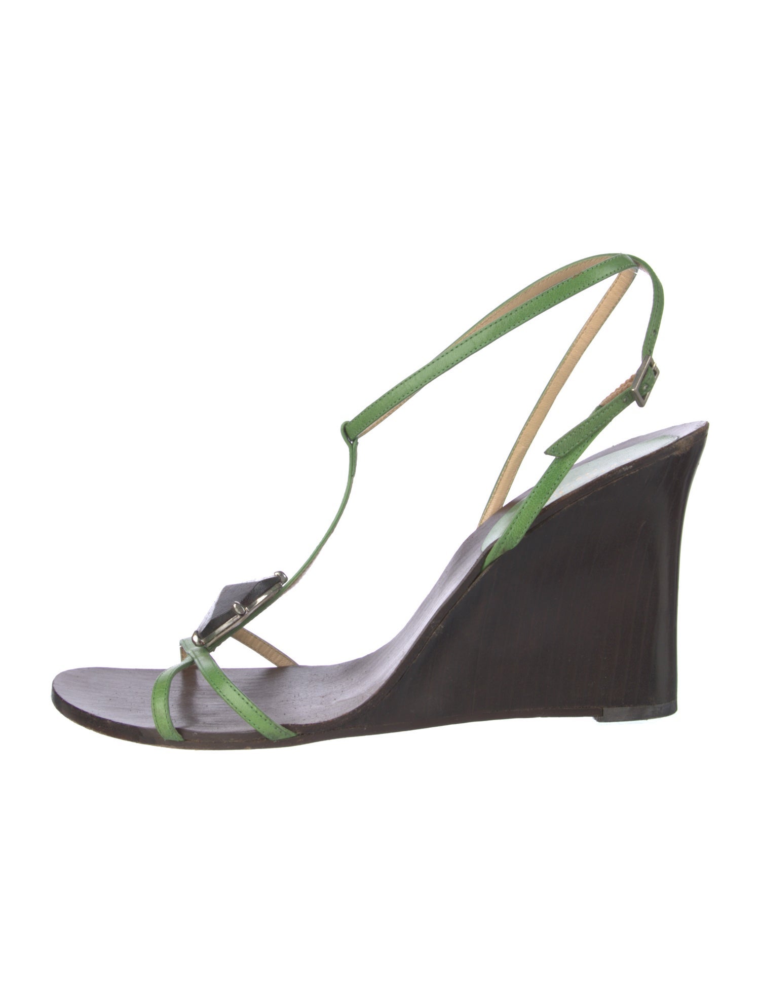 Kate Spade New York Leather Colorblock Pattern T-Strap Sandals