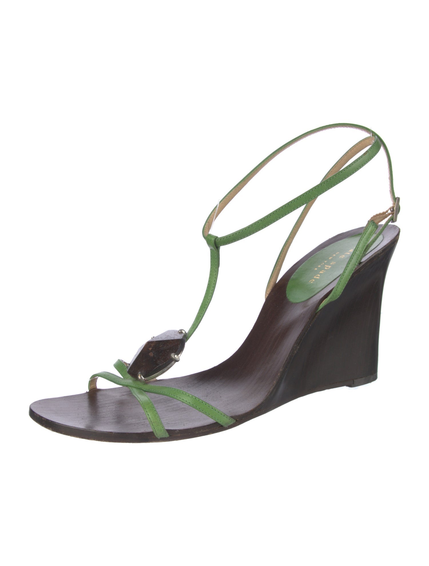 Kate Spade New York Leather Colorblock Pattern T-Strap Sandals