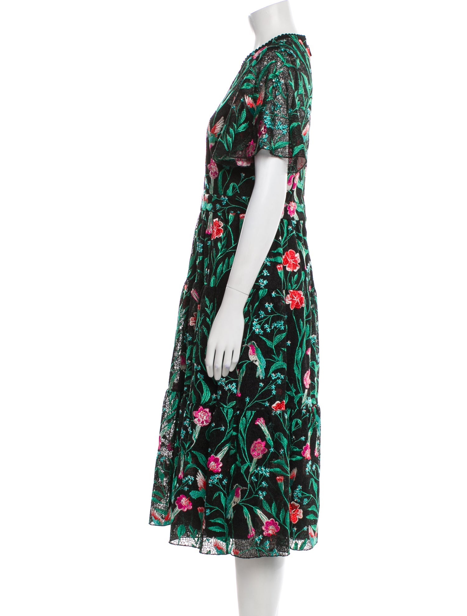 Kate Spade New York Floral Print Midi Length Dress