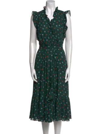 Kate Spade New York Floral Print Midi Length Dress