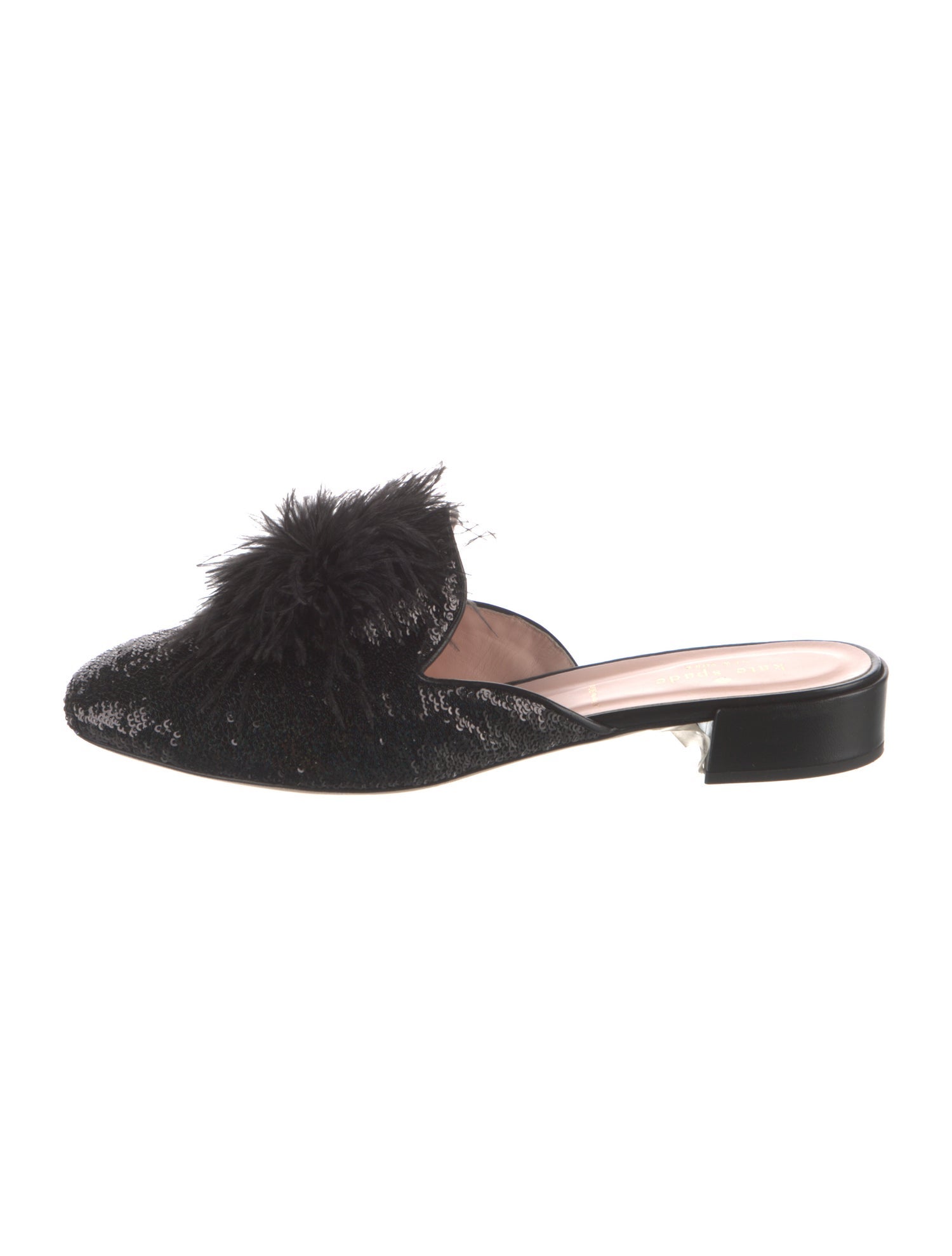 Kate Spade New York Sequins Feather Trim Mules