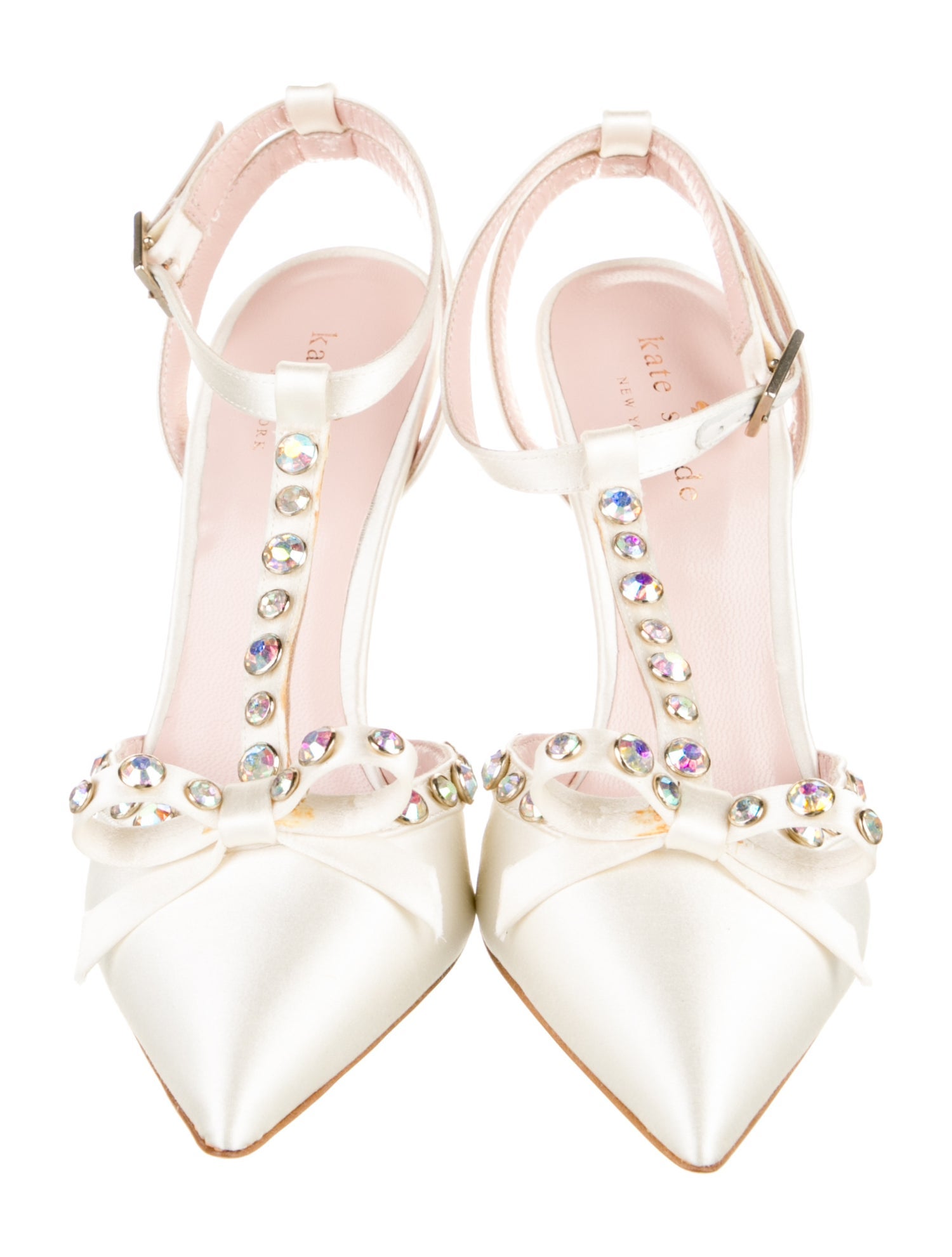 Kate Spade New York Leather Bow Accents T-Strap Pumps