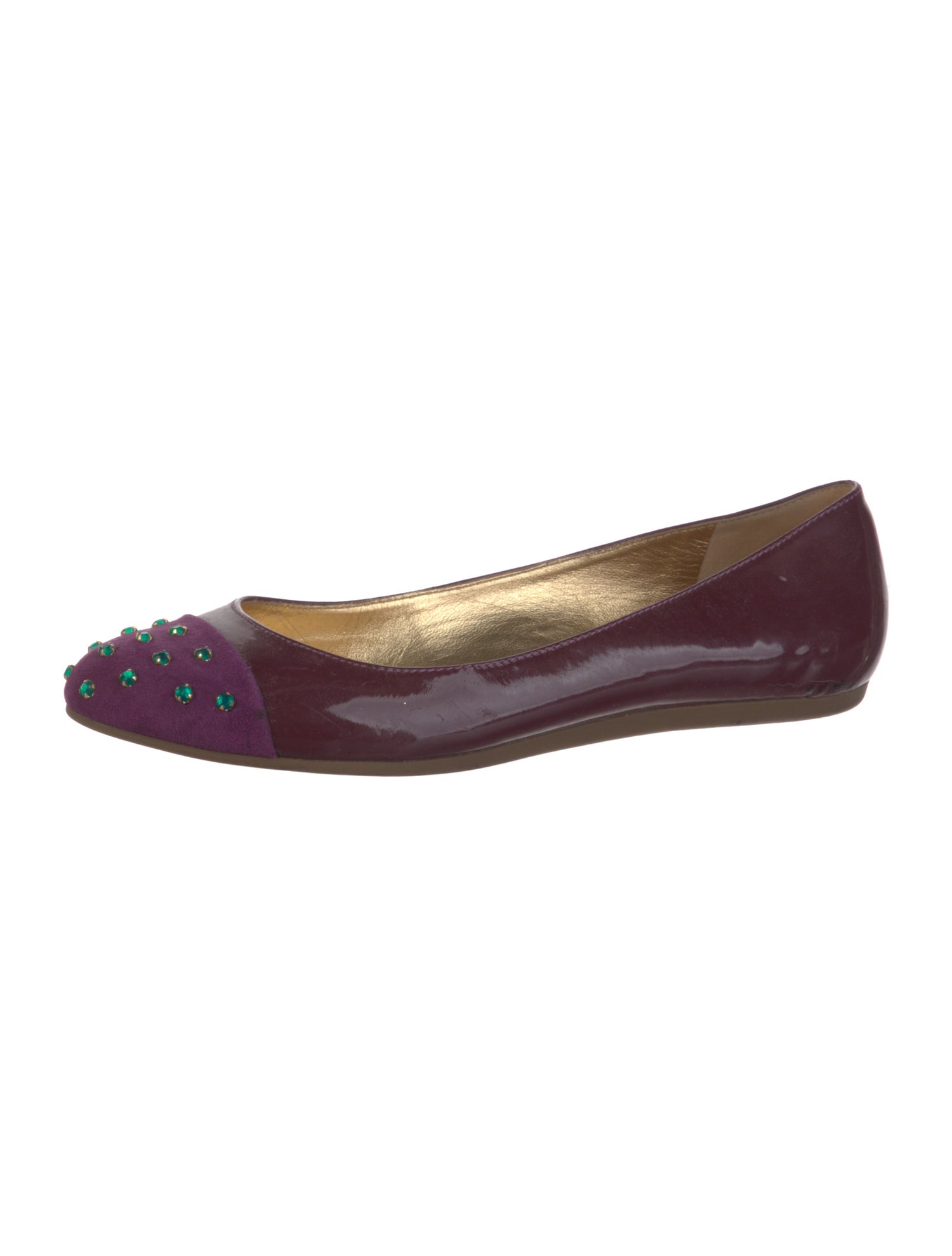 Kate Spade New York Patent Leather Crystal Embellishments Ballet Flats