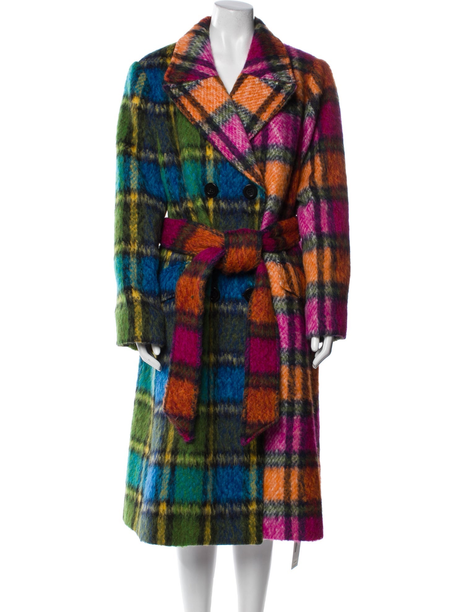Kate Spade New York Wool Plaid Print Trench Coat