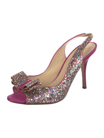 Kate Spade New York Glitter Bow Accents Slingback Pumps