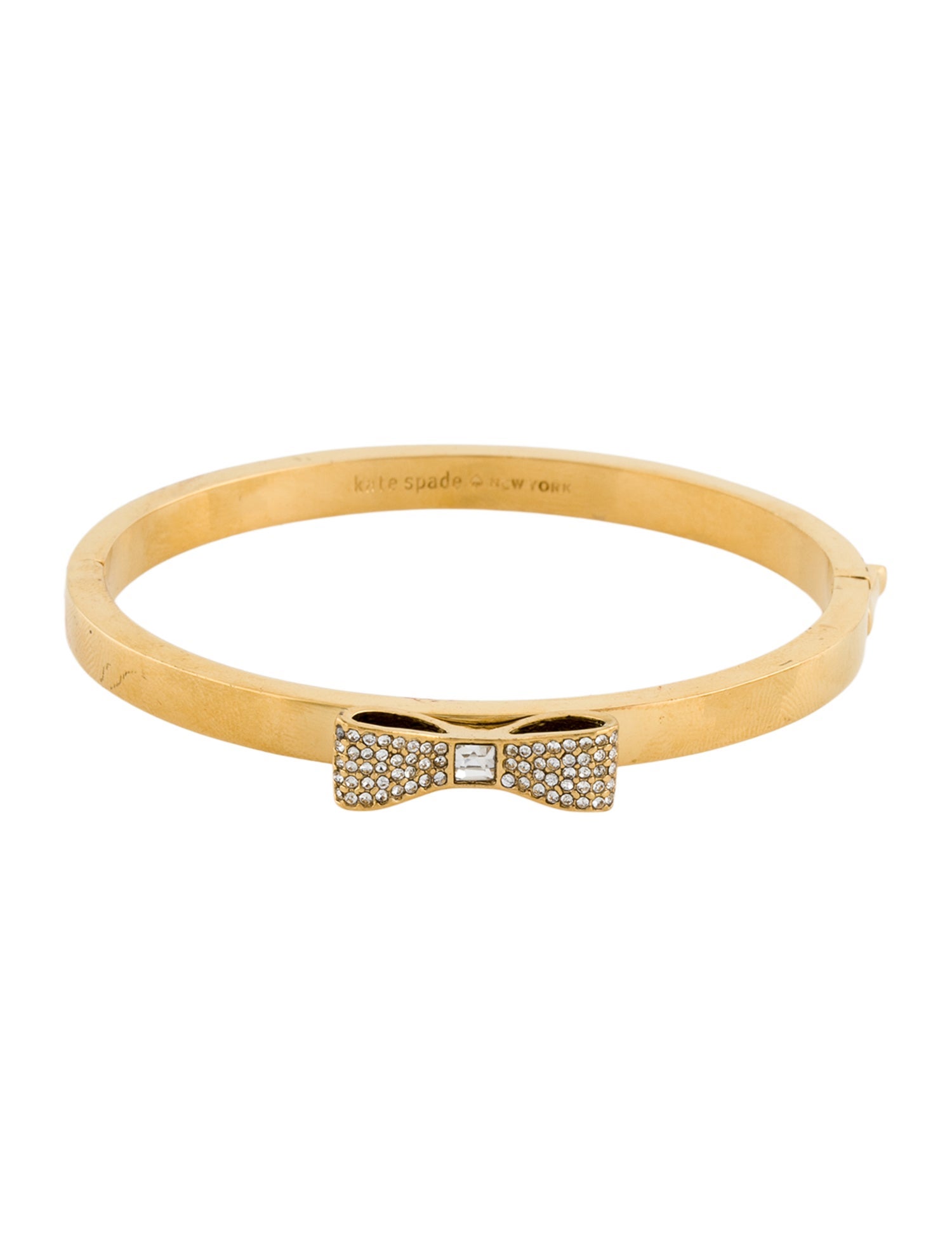 Kate Spade New York Crystal Bow Hinged Bangle Bracelet