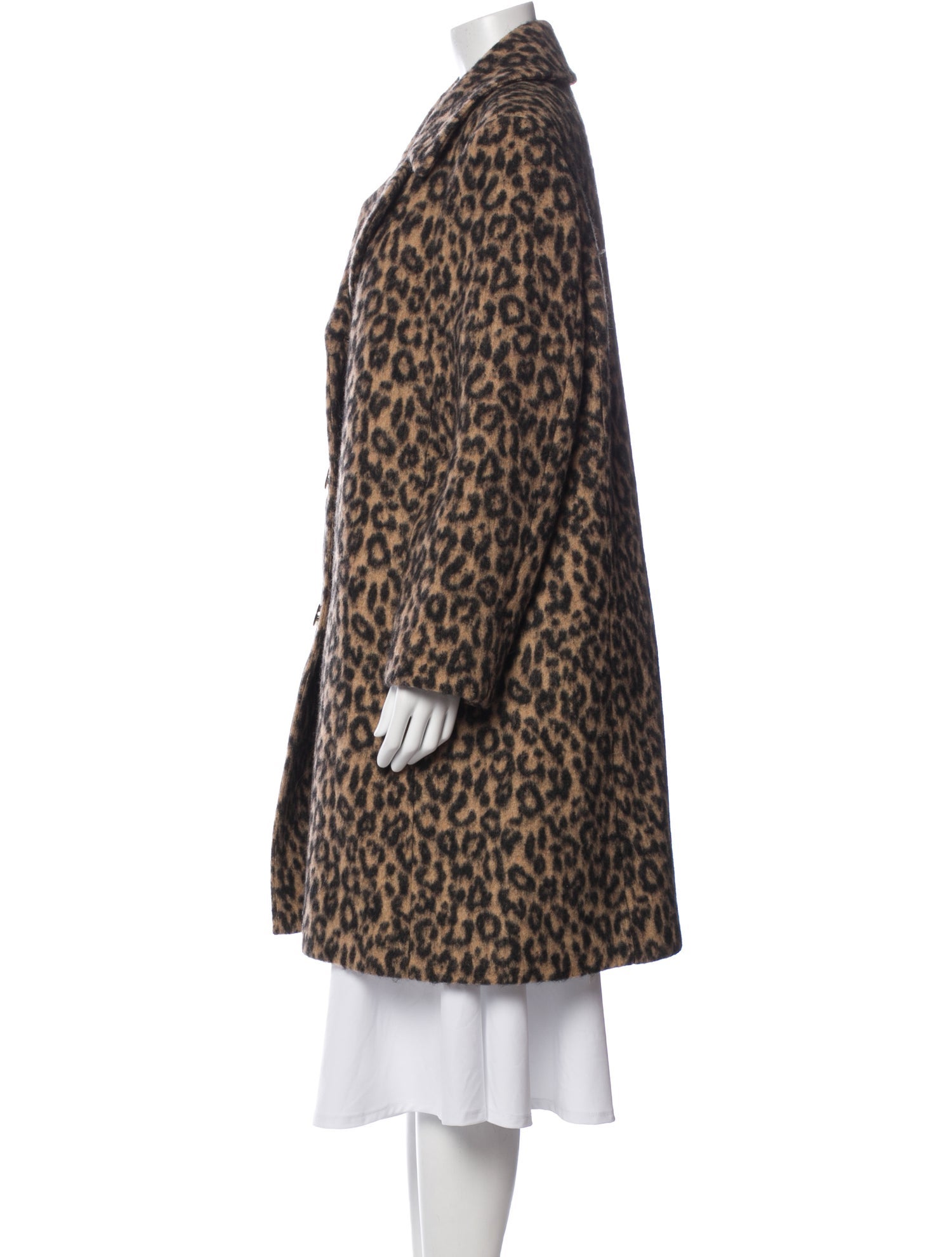 Kate Spade New York Wool Animal Print Faux Fur Coat