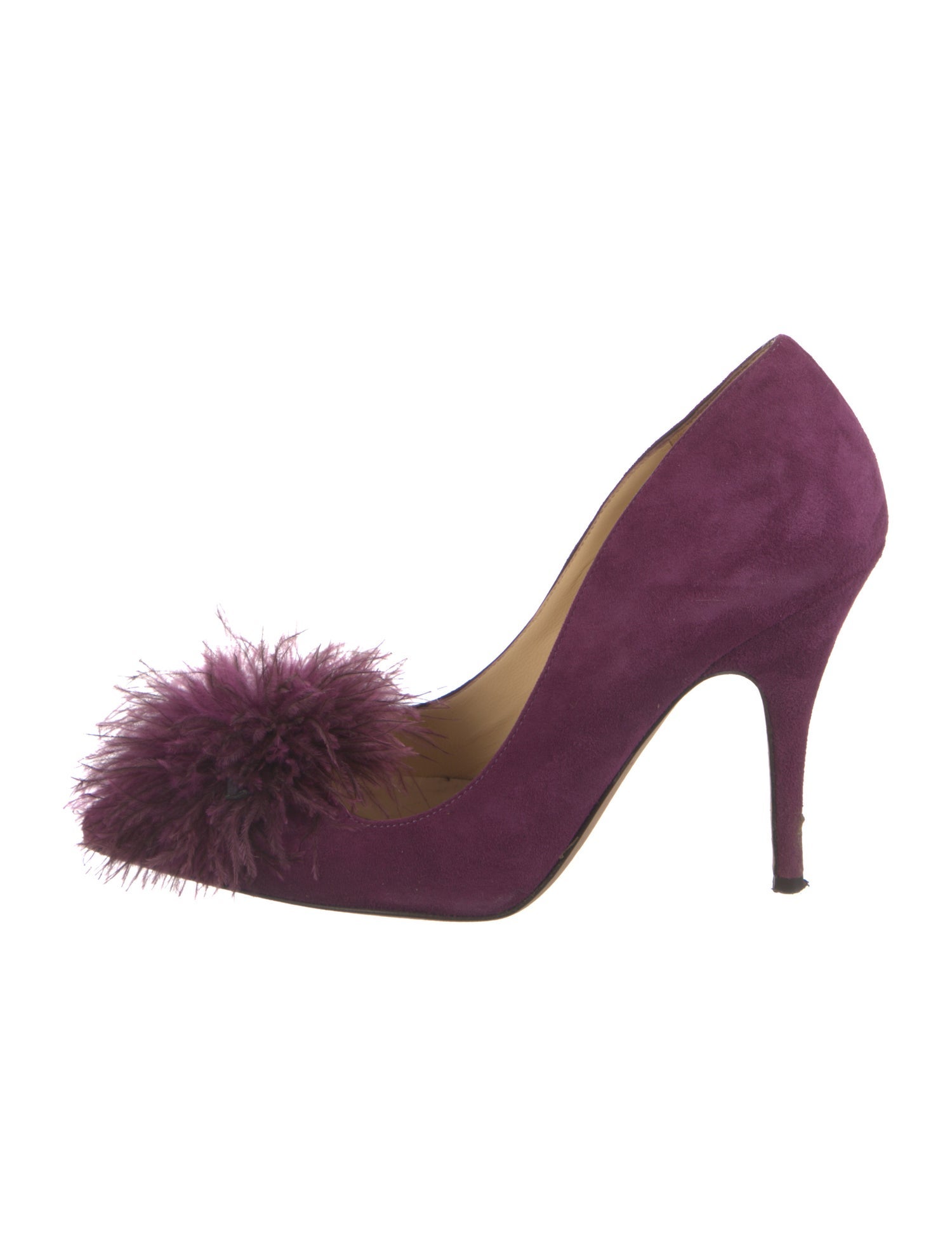 Kate Spade New York Suede Feather Trim D'Orsay Pumps