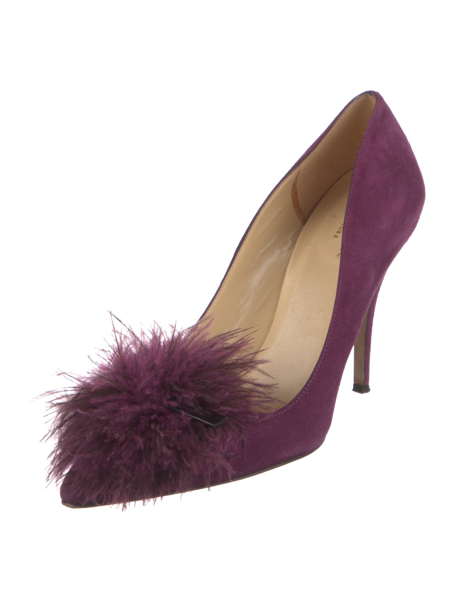 Kate Spade New York Suede Feather Trim D'Orsay Pumps