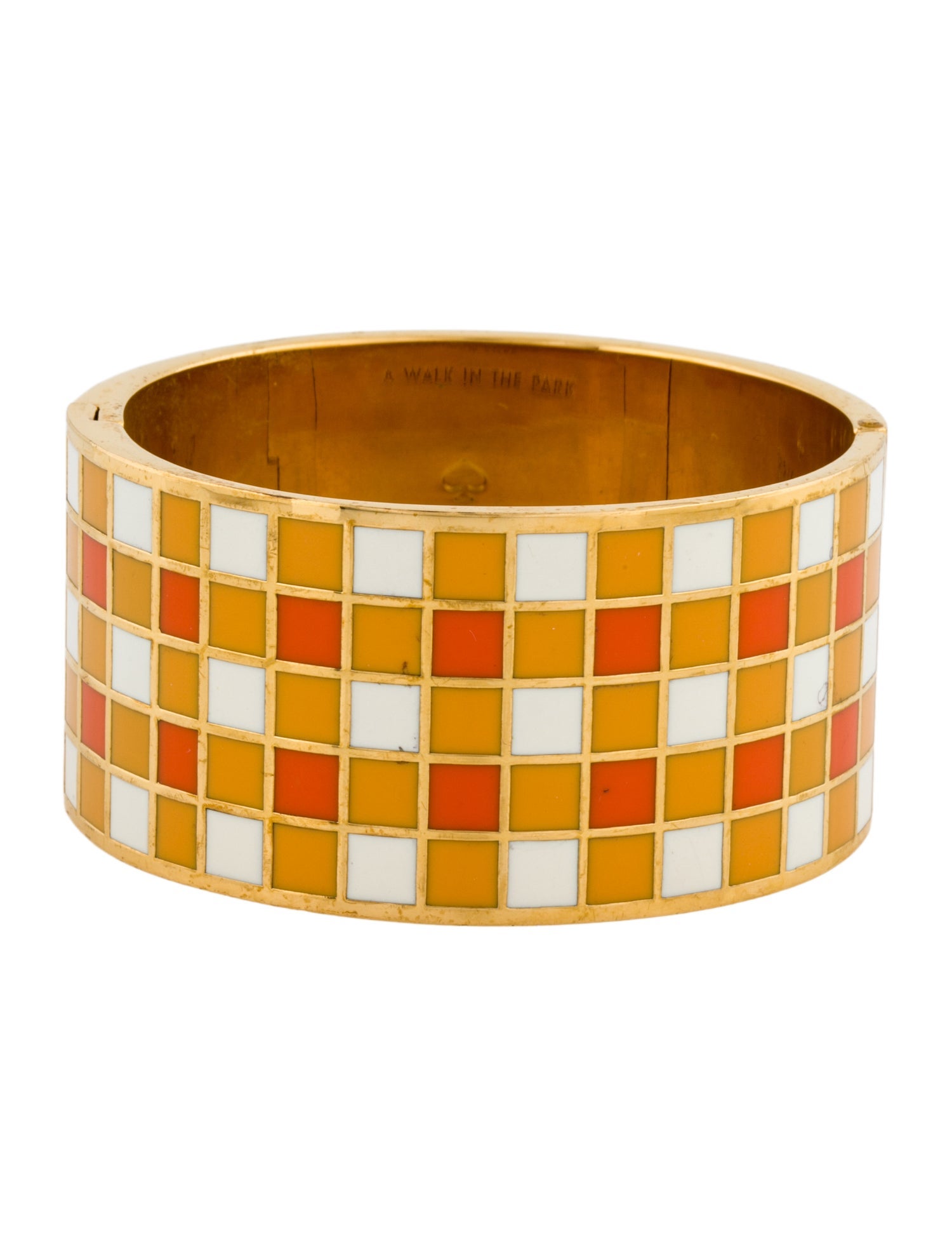 Kate Spade New York Enamel "A Walk In The Park" Hinged Bangle Bracelet