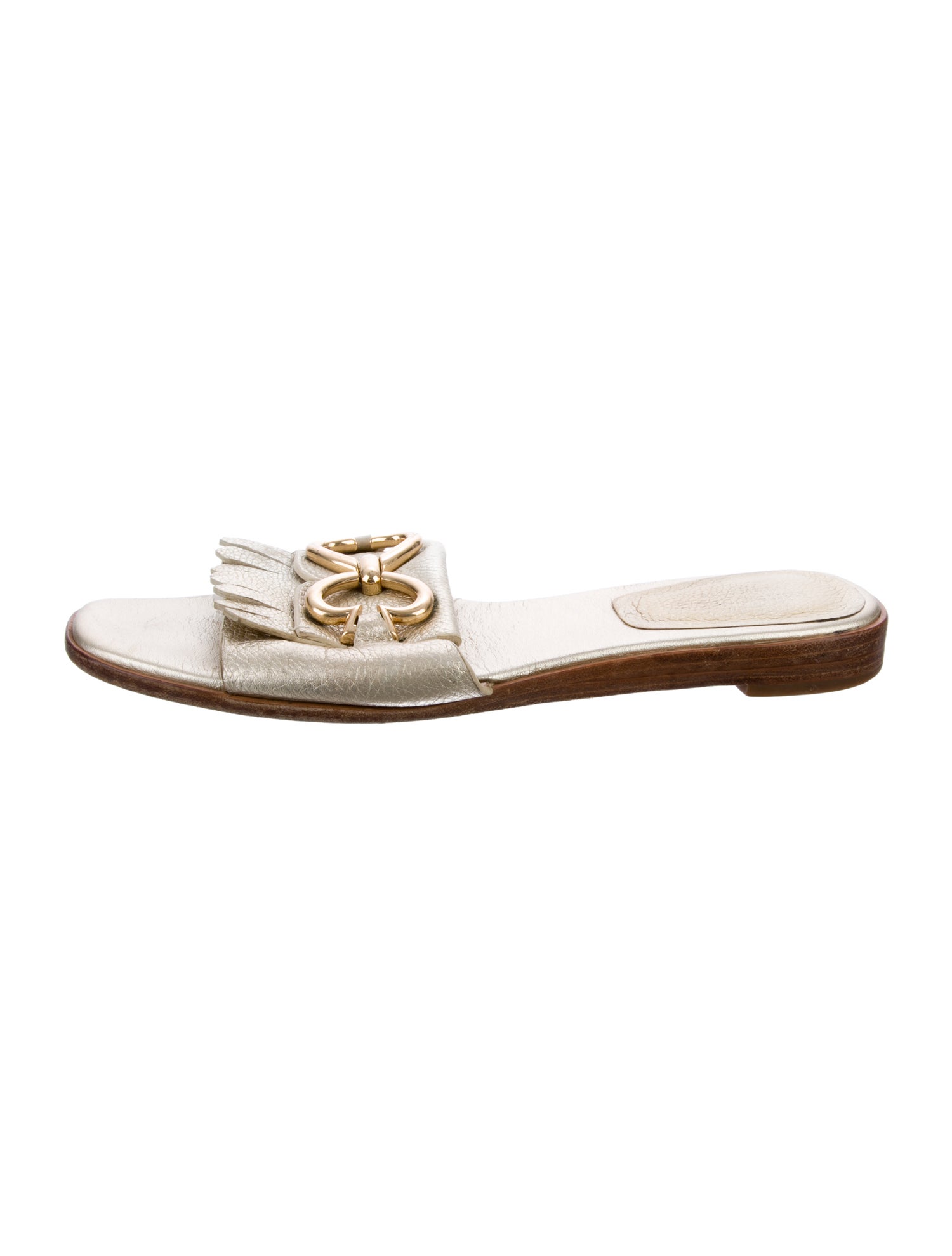 Kate Spade New York Leather Chain-Link Accents Slides