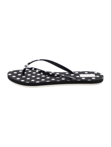 Pre-owned Kate Spade Rubber Polka Dot Print Flip Flops In Black
