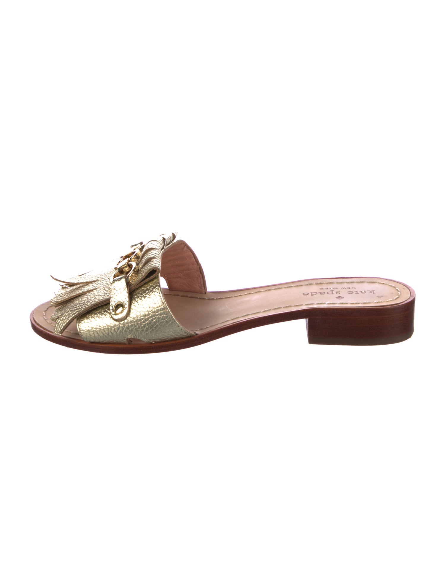 Kate Spade New York Leather Chain-Link Accents Slides
