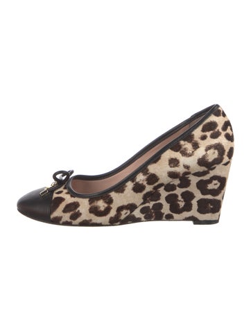 Pre-owned Kate Spade Ponyhair Animal Print Pumps In Black